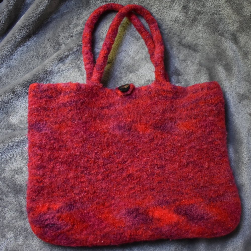 Handmade Wool Felted Knit Purse - Picture 2 of 11